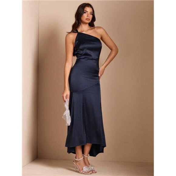 Elegant Women's Backless Satin Dress With Mermaid Tail, Suitable For Night - Picture 8 of 8